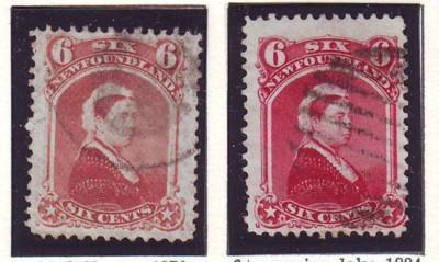 Newfoundland Sc 35-6 6 c Victoria stamps used