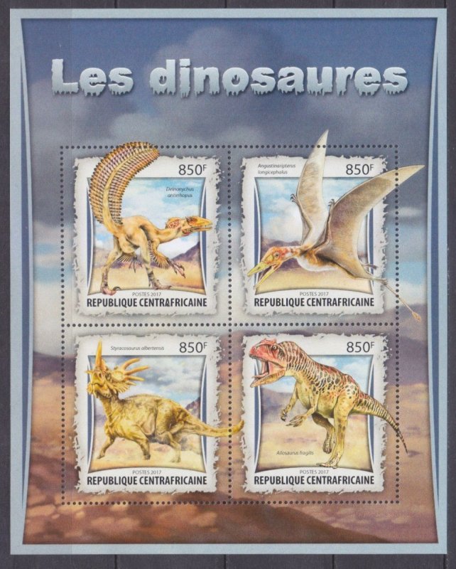 2017 Central African Republic 6720-6723KL Dinosaurs 15,00 €