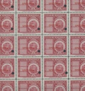 VENEZUELA Telegraphs *SPECIMEN* 25c Block{25} ABNCo.1940 UM MNH {samwells}MF12