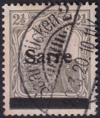 Saar 1920 Sc 2 used Saarbrücken cancel