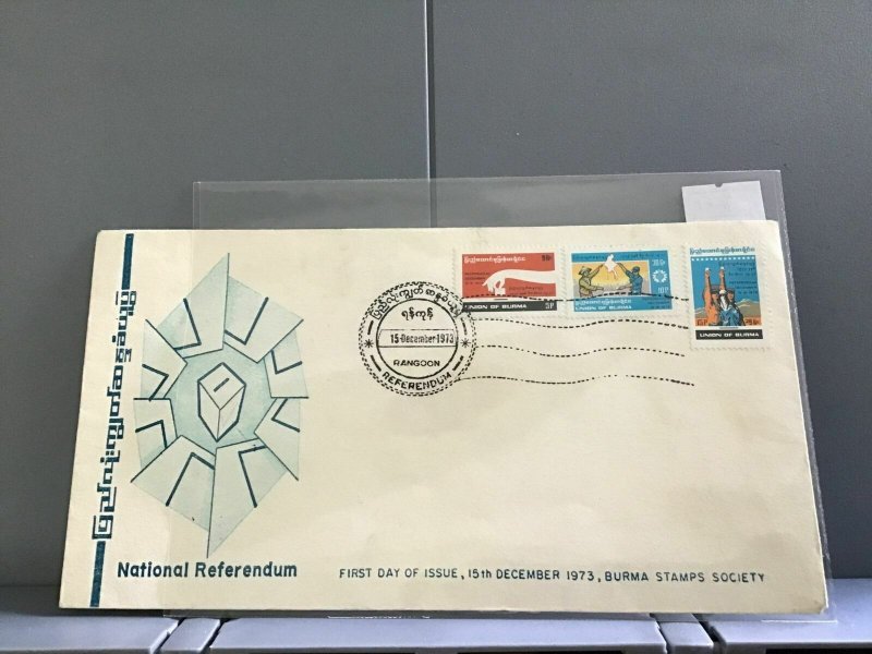 Burma 1973 First Day Cover National Referendum  stamps cover  R29081