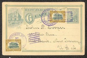 GUATEMALA H&G #3 POSTAL CARD & 117 (x2) STAMP DEALER TO RED BANK NEW JERSEY 1903