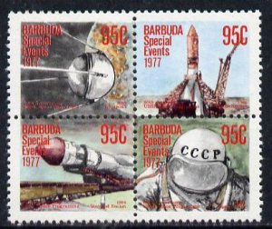 BARBUDA - 1977 - USSR Space Programme - Perf 4v Block - Mint Never Hinged