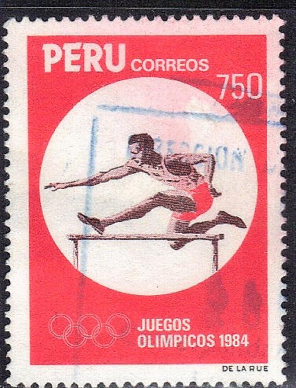 PERU SC# 822 USED 1984 750s  HURDLES SEE SCAN
