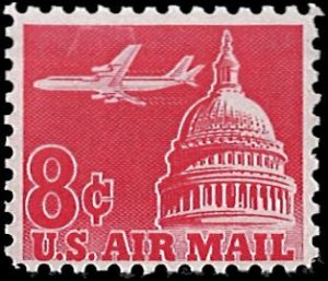 U.S. Scott # C64  1962 8c car  Plane Over Capitol  mint-nh- vf