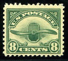 United States, Air Post #C4 Cat$40, 1923 8c green, never hinged, short perf.