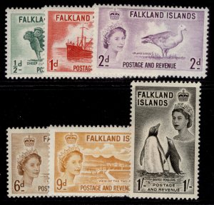 FALKLAND ISLANDS QEII SG187-192, 1955 -57 complete set, NH MINT. Cat £45.