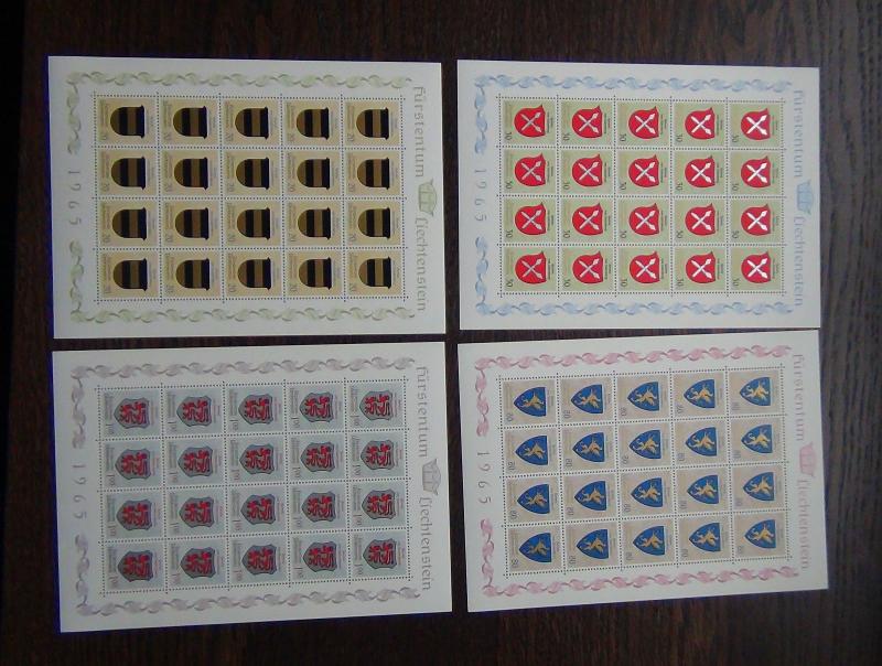 Liechtenstein 1965 Arms 2nd Issue in Complete sheets of 20 MNH