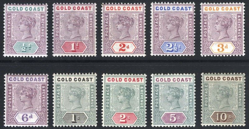 Gold Coast 1898 1/2d-10s QV KeyPlate SG 26-34 Scott 26-35 LMM/MLH Cat £350($448)