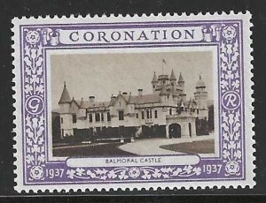 Balmoral Castle, King George VI , 1937 Coronation, Poster Stamp, Never Hinged