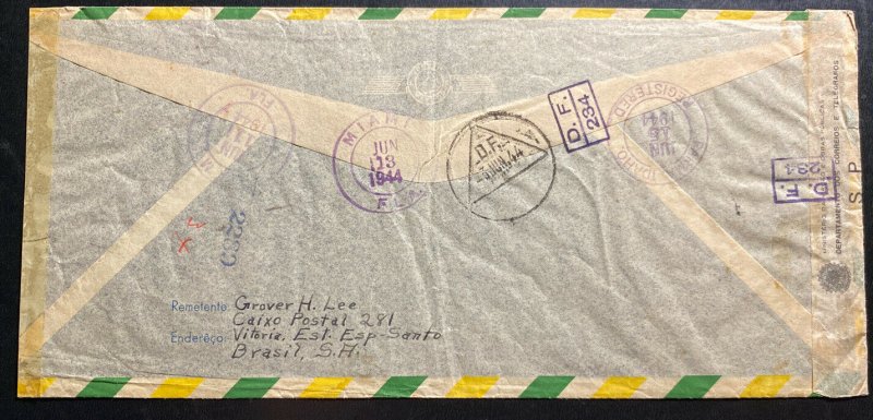 1942 Victoria Brazil Censored Airmail Cover To Parma ID USA