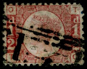 SG48, ½d rose-red plate 9, USED. Cat £850. TO