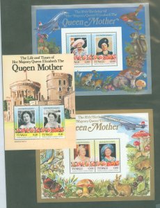 Tuvalu #315-317 Mint (NH) Souvenir Sheet (Fauna) (Flora) (Flowers) (Queen) (Royalty)