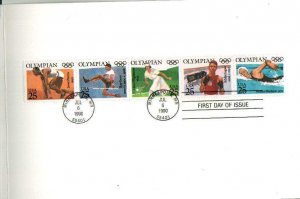 USPS CEREMONY PROGRAM 2500A Olympians 5 Stamps 