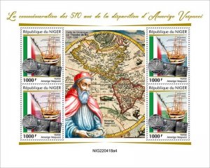 Niger - 2022 Explorer Amerigo Vespucci - 4 Stamp Sheet - NIG220418a4