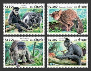 Angola - 2018 Primates on Stamps - 4 Stamp Set - ANG18123a 