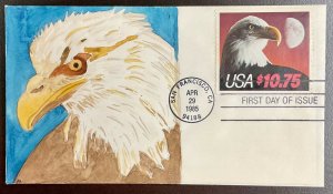 2122 $10.75  Geerlings Hand painted Cachet Eagle & Moon Express mail 1/3 1985