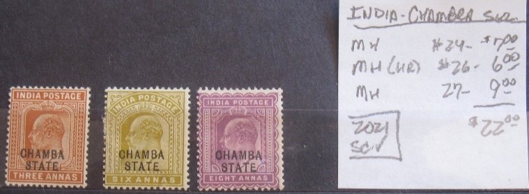 India-Chamba #24, 26 & 27- SCV=$22.00