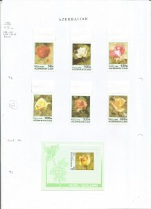 AZERBAIJAN - 1996 - Roses - Perf 6v Set & Souv Sheet - Mint Lightly Hinged