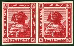 EGYPT Stamps SG.77var 5m Sphinx 1914 IMPERFORATE PROOF Pair Mint MNH YGREEN61