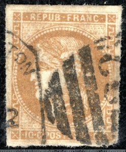 FRANCE Used Abroad GB Numeral *723* SOUTHAMPTON Mobile Box 10c CERES BLACK499