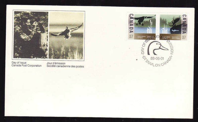 Canada-Sc#1205a-stamp on FDC-Wildlife Conservation-Birds-1988-