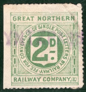 GB Ireland GNR RAILWAY 2d Letter Stamp *POYNTZPASS* STATION Co. Down Used BRW17