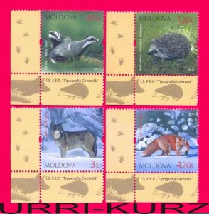 MOLDOVA 2011 Nature Fauna Forest Animals Mammals Fox Wolf Hedgehog Badger 4v MNH