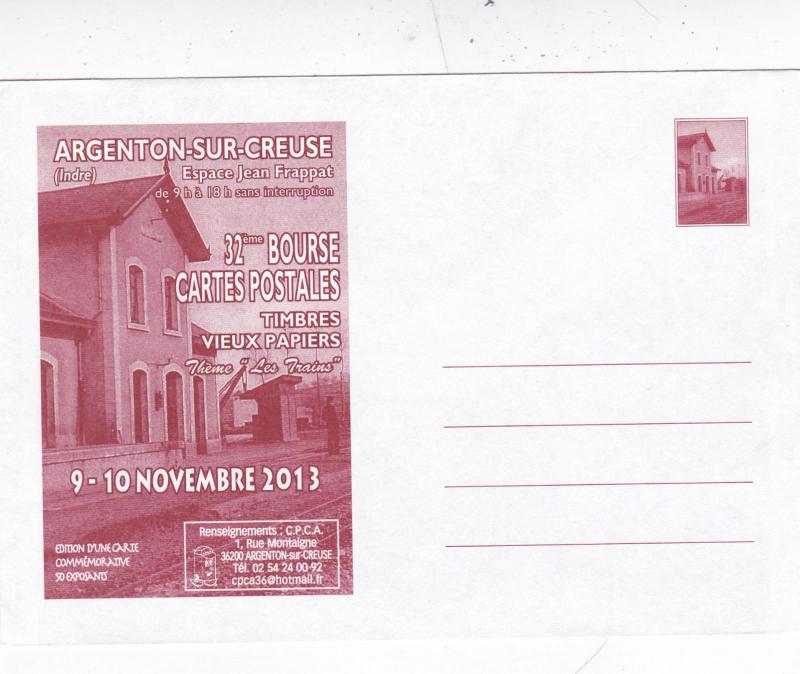 Argenton-Sur-Creuse 2013 32nd Postcard and stamp fair unused envelope VGC