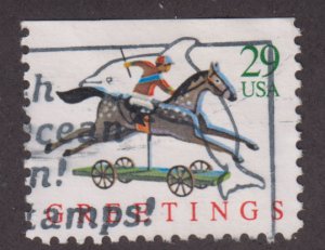 United States 2715 Early Wooden Wheeled Race Horse 1992