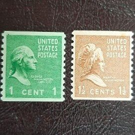 US Scott # 839-840; 1c and 1.5c Prexie coils from 1939; Mint, hinged; VF
