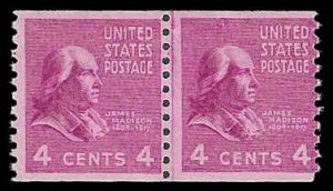 PCBstamps  US # 843 Line Pair 8c(2x4c)James Madison, MNH, (5)