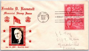 US FIRST DAY COVER IN MEMORY OF PRESIDENT Franklin D. Roosevelt Photo Insert