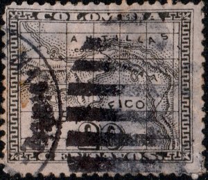 PANAMA - 1888 - Mi.9 - 20c black/lilac Map - Used (faults)