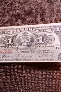 Cuba-1896.1 Peso.Banco Espanol de la Isla de Cuba-Bill Serie G.3057222.UNC.