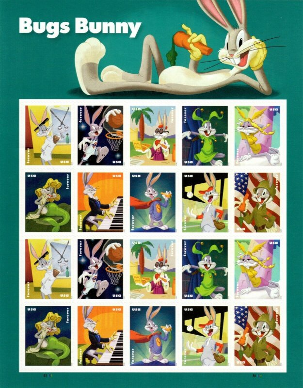 US Stamps Scott #5494-5503 5503a Sheet of 20 - Mint NH Bugs Bunny - sealed