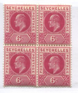 Seychelles KEVII 1903 6 cents block of 4 mint NH