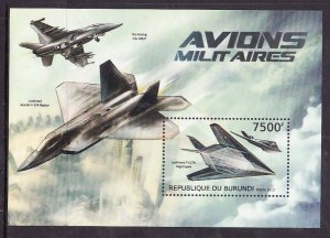 Burundi-Sc#1284- id9-unused NH sheet-Planes-Military-2012-