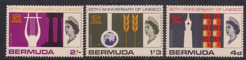 Bermuda 1966 QE2 Set 20th Anniversary of UNESCO MM SG 201 - 203 ( L1487 )