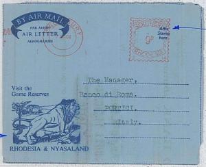 RHODESIA & NYASSALAND - Aerogramme : visit the GAME RESERVES - LION  1964