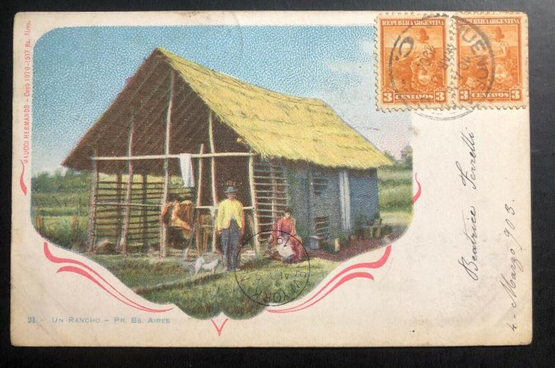 1903 Buenos Aires ARGENTINA Picture Postcard Cover To New York USA A Ranch