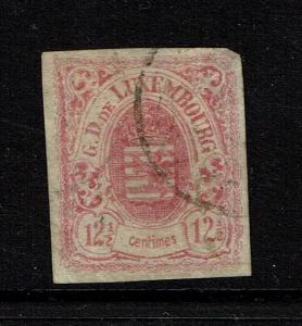 Luxembourg SC# 8, Used, Hinge Remnant, sm shallow thin upper right corner -S4015