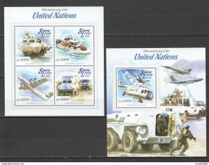2015 Sierra Leone United Nations Transport Aviation Ships Kb+Bl ** Stamps St519