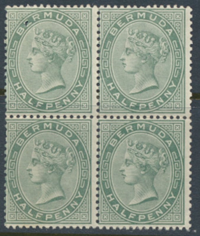 Bermuda SG 21a  SC# 18 * Mint block  deep grey green  see details /scans