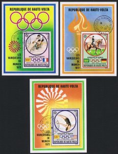 Upper Volta Winners Summer Olympic Games Munich 3 MSs 1972 CTO SC#C124-C126