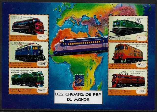 Guinea #1924 MNH Sheet - Trains - Locomotives