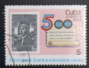 CUBA Sc# 2893  LATIN AMERICAN HISTORY   5c 1986  used cto