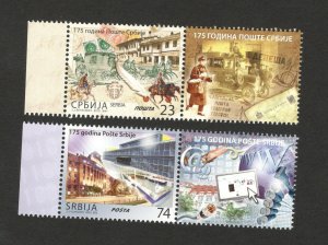 SERBIA-MNH**-SET+LABELS-175 YEARS OF POST OF SERBIA-2015.