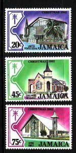 Jamaica-Sc#547-9-Unused NH set-Christmas-Churches-1982-