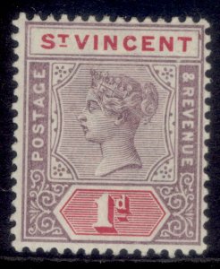 ST. VINCENT QV SG68, 1d deep mauve & carmine, LH MINT.